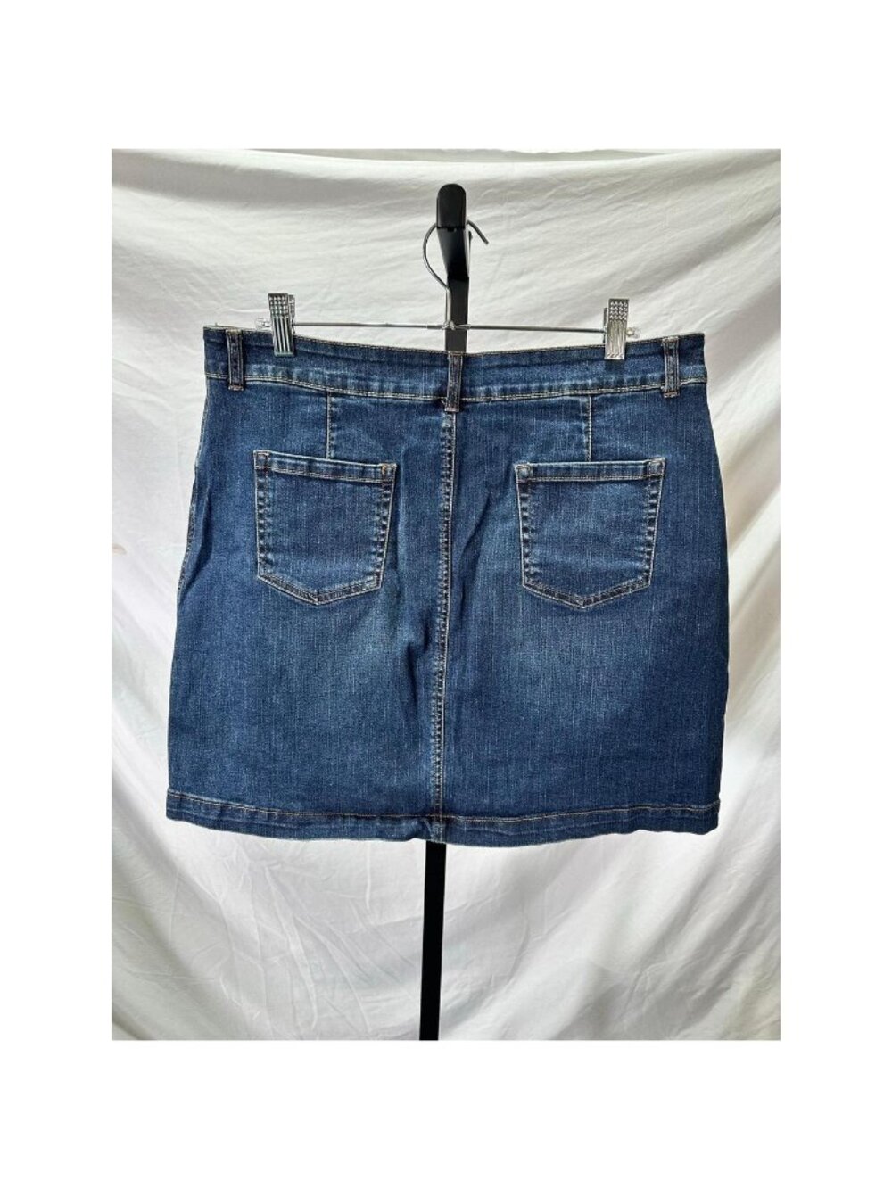 Denim Med Wash Cotton Jean Skirt High Rise Sz 14 Length 18” Classic Streetwear - Picture 4 of 4